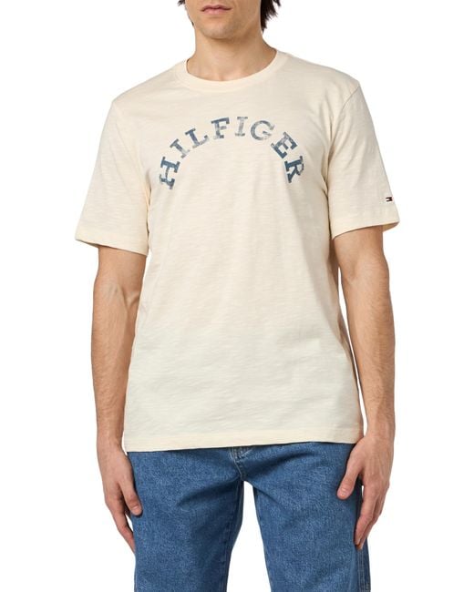 Tommy Hilfiger White Hilfiger Arched Tee Mw0mw34432 S/s T-shirts for men