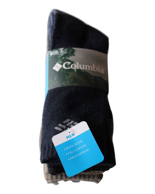 Columbia Black 4-pack Wool-blend Crew Socks for men