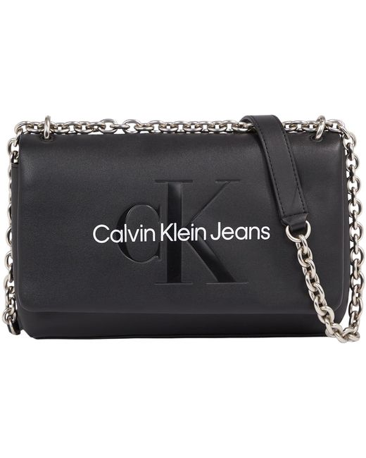 Calvin Klein Black Sculpted Ew Flap W/chain25 Mono
