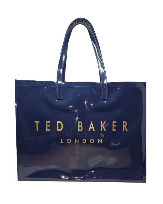 Ted Baker Blue Abbycon Branded Large Icon Tote Bag In Navy Pvc