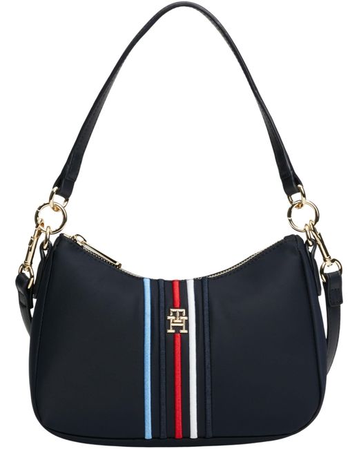 Tommy Hilfiger Blue Poppy Shoulder Bag Corp Aw0aw16780 Hobo
