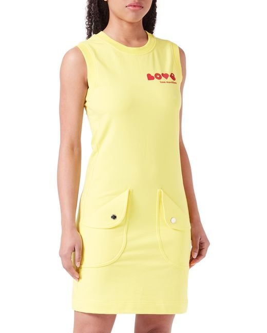 Love Moschino Yellow Regular Fit Sleeveless Dress