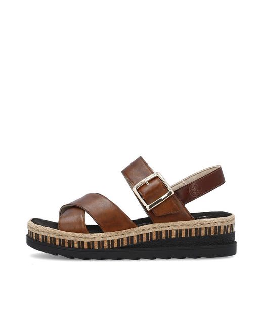 Rieker V7951-24 Soft Rich Brown Leather Padded Walking Sandalen