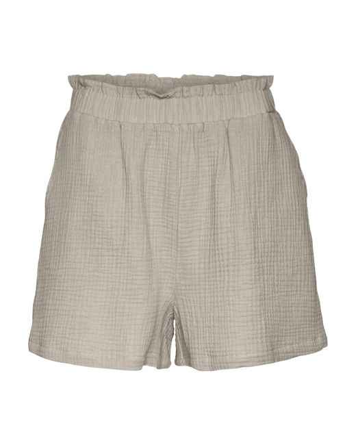 Pantaloncini Donna con Elastico e Tessuto Crepe Paperbag di Vero Moda in Gray
