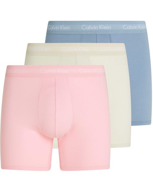Uomo Pantaloncini Boxer Confezione da 3 Boxer Brief Elasticizzati di Calvin Klein in Pink da Uomo