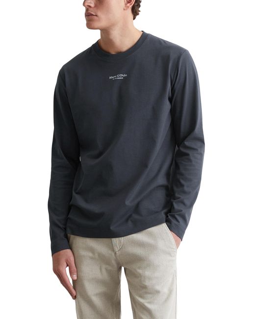Marc O' Polo Marc OߴPolo Langarmshirt aus Bio-Baumwolle Basic in Blue für Herren