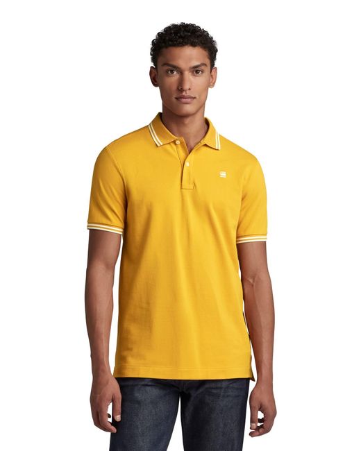 G-Star RAW Dunda Slim Stripe Poloshirt Voor in het Yellow voor heren