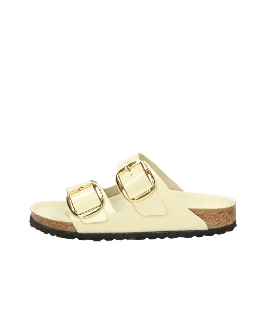 Sandali classici in pelle con fibbia grande di Birkenstock in White