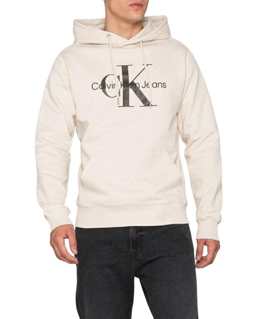 Calvin Klein Seasonal MONOLOGO Regular Hoodie Schweres Strickmaterial in White für Herren