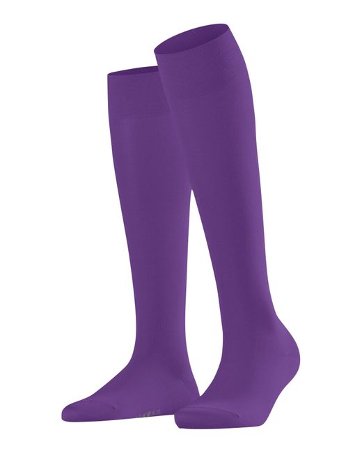 Falke Purple Cotton Touch W Kh Thin Long Plain 1 Pair Knee-high Socks