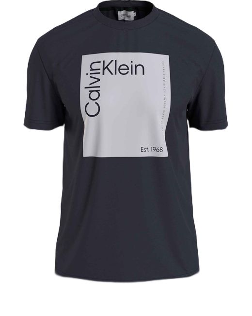 Calvin Klein T-shirt Met Vierkant Logo S/s in het Blue voor heren