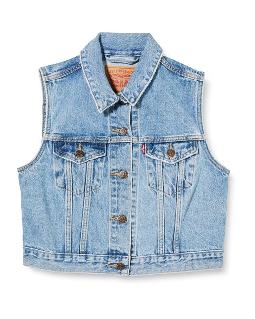 Levi's Blue Denim Xs Vest With Waistband Unlined Truckers