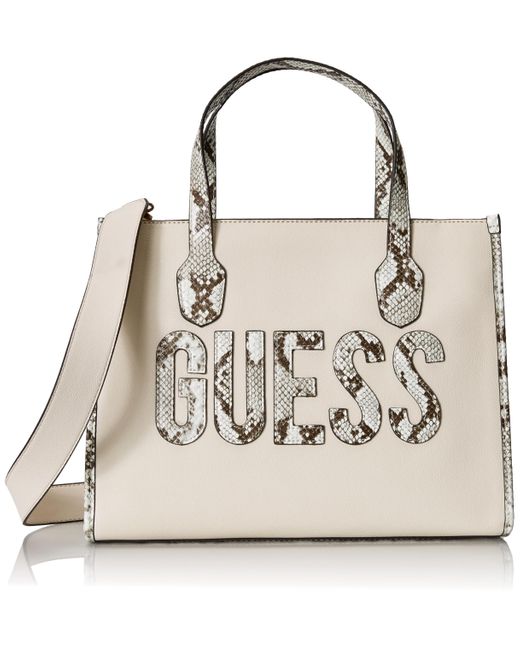 Guess Natural Silvana Tote Bag With 2 Compartments Carry