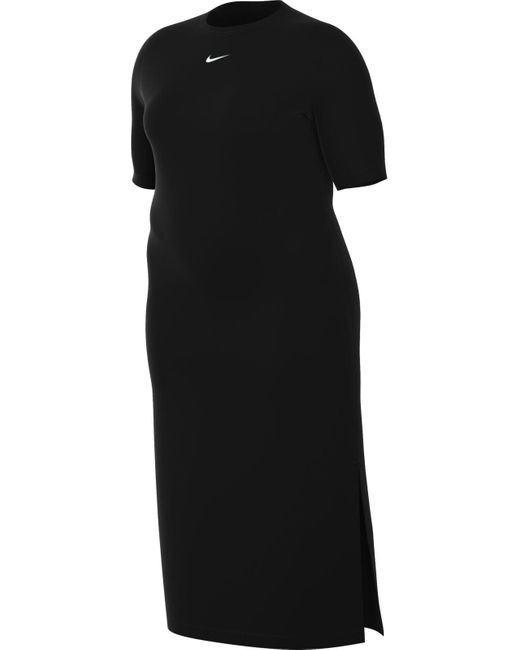 Damen Sportswear Essntl Midi Dress Vestido Nike de color Black