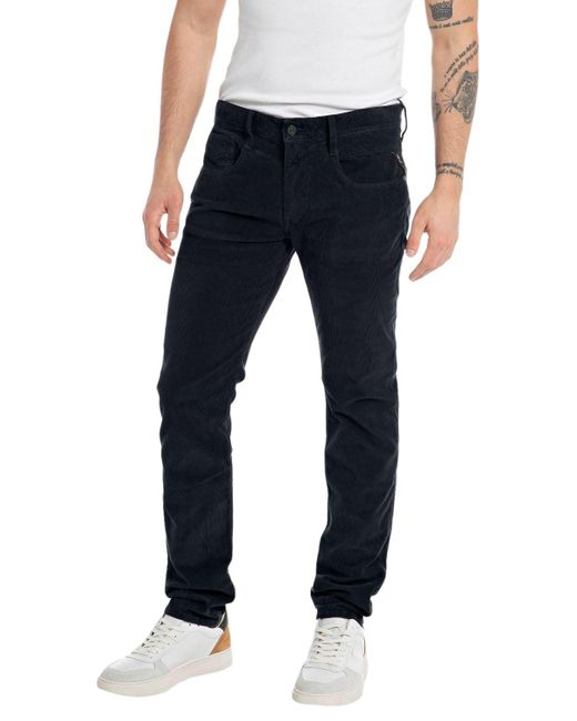 Replay Blue M914y Anbass Garment Dyed Pants for men