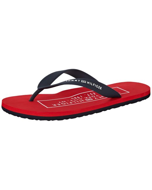 Tommy Hilfiger Red Rubber Beach Sandal Flip-flops Pool Slides for men