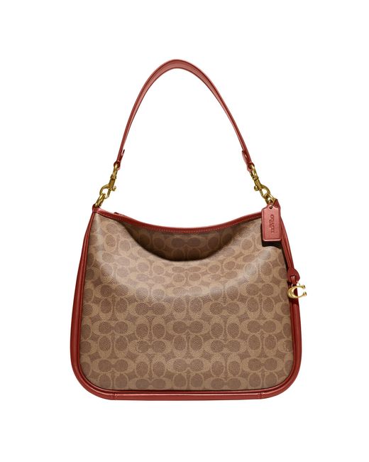 COACH Brown Coated Canvas Signature Cary Shoulder Bag