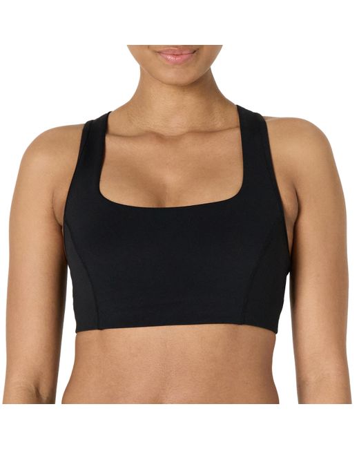 Amazon Essentials Black Active Formflex Buttery Soft Light Support Square Neck Racerback Sports Bra