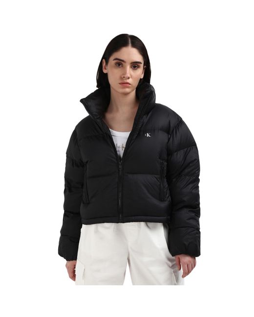 Calvin Klein Black Pufferjacke Down Cropped Puffer Kurz