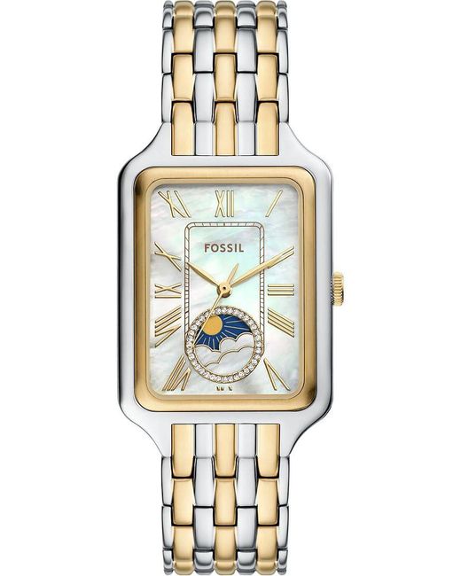 Fossil Metallic Raquel Three-hand Date Two-tone Stainless Steel Watch And Bracelet Set