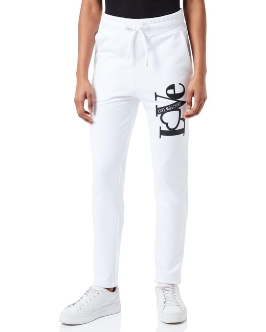 Love Moschino White Loose Fit Jogger Casual Pants