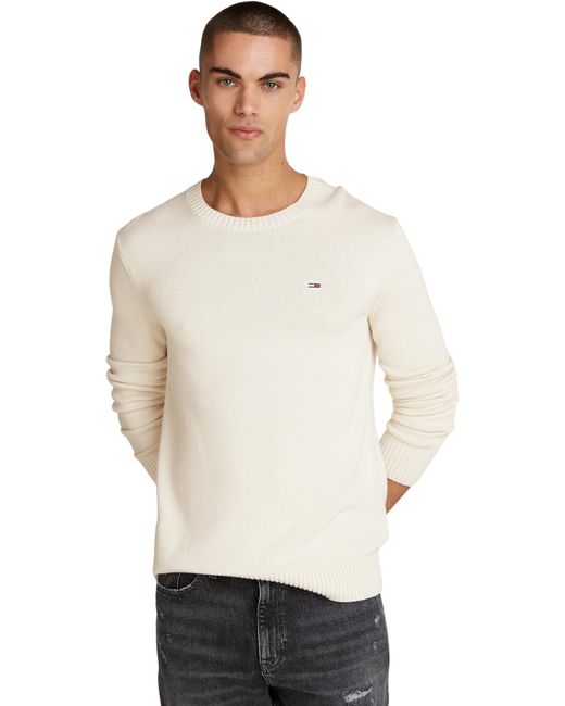 Tommy Hilfiger White Tjm Slim Essntls C-neck Sweater Dm0dm18370 Pullover Sweater for men