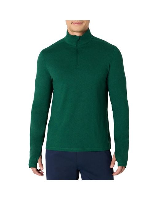 Amazon Essentials Supersofter Funktions-Strickpullover mit Viertelreißverschluss in Green für Herren