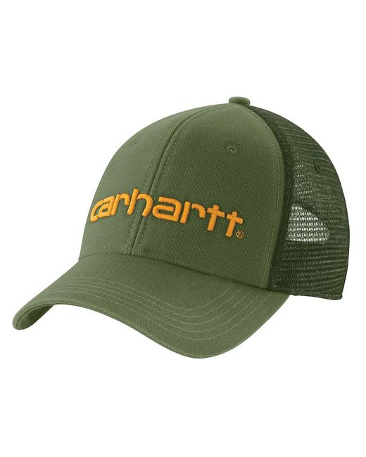 Carhartt Green Canvas Mesh-back Logo Graphic Cap for men
