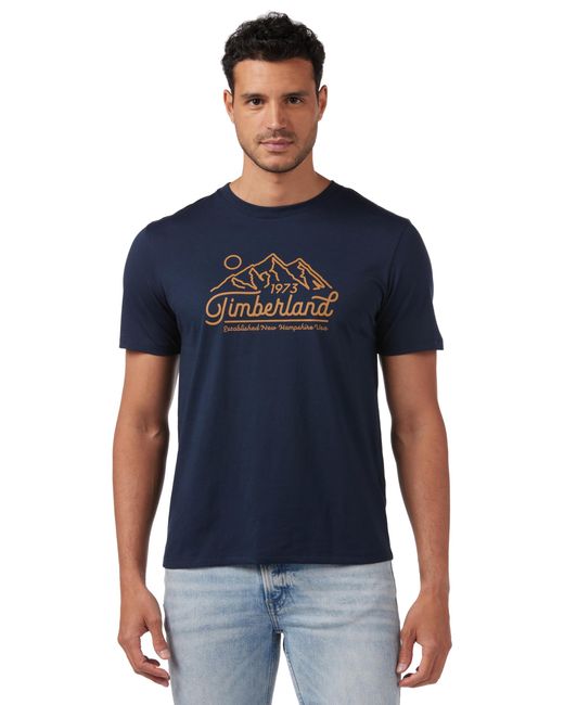 T-shirt da uomo a maniche corte con logo Tfo Mountain di Timberland in Blue