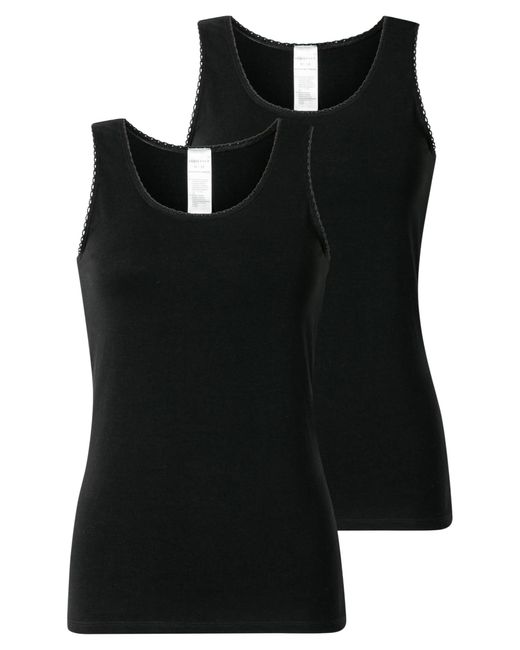 Schiesser Black Pack - Größe 46 - Modern Multipacks schwarz - Unterhemd mit Spitze - wäsche aus 95% Baumwolle und 5% Elasthan - angenehm