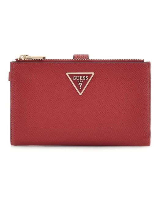 Guess Portemonnee Laurel Ii Slg Double Zip Organizer Garnet Donkerrood in het Red