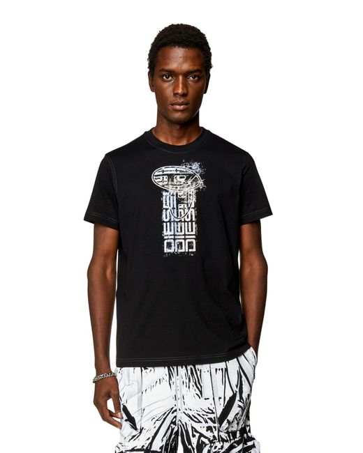 T-shirt con loghi metallici di DIESEL in Black da Uomo