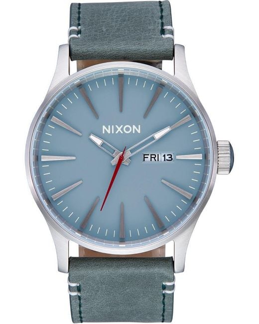 Nixon Blue Analog Quartz Watch With Leather Strap A105-5158-00 for men
