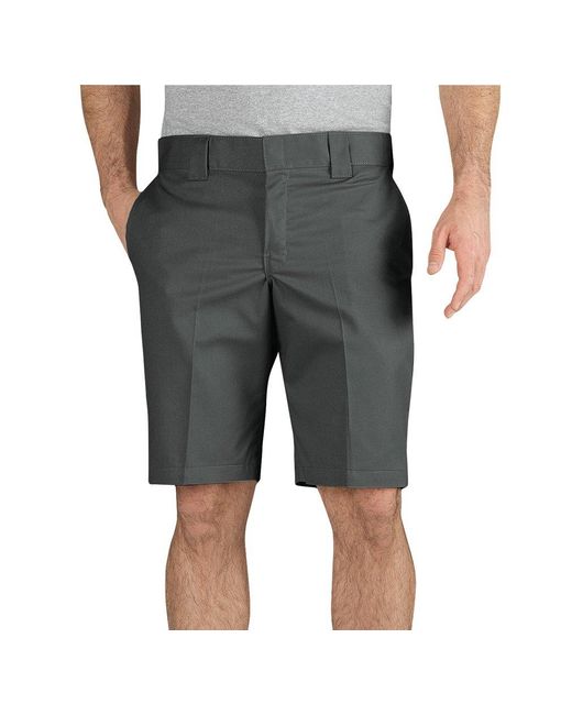 Dickies Gray Mens 11 Inch Slim Fit Stretch Twill Work Flat Front Shorts for men