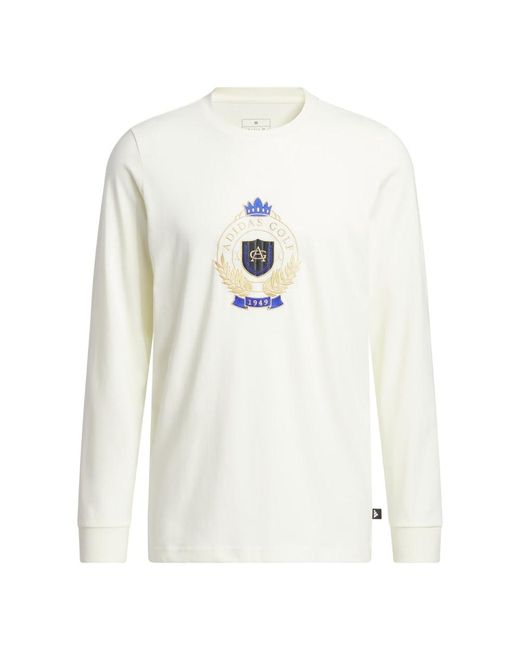 Adidas White Golf Go-to Crest Graphic Longsleeve Shirt for men