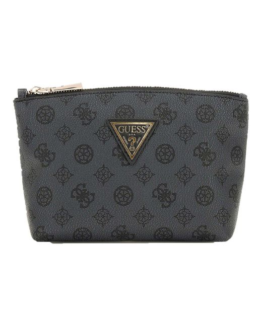 Guess Black Wilder Large Top Zip Cosmetic Bag Charcoal