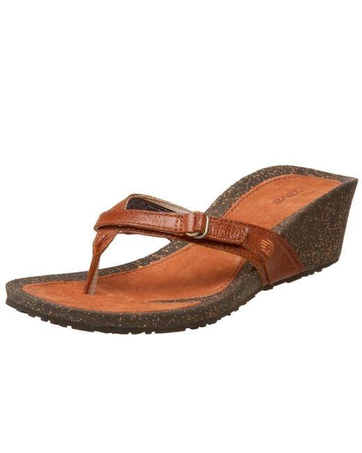 Teva Brown Ventura Thong Wedge Leather Sandal