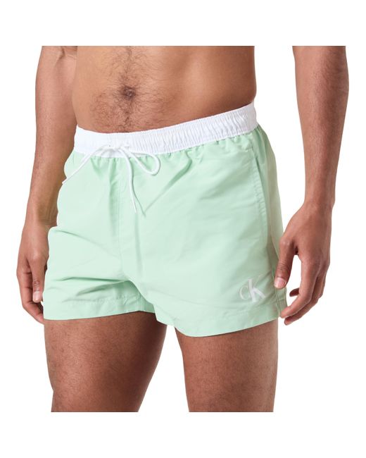 Short Drawstring KM0KM01052 Pantaloncini da Bagno di Calvin Klein in Green da Uomo