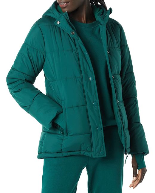 Amazon Essentials Green Heavyweight Long-sleeve Hooded Puffer Coat