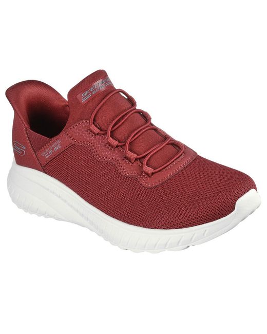 Skechers Bobs Sport Squad Chaos Slip-ins Red Low Top Sneaker Shoes 8.5