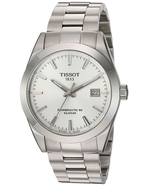 tissot mens gentleman stainless steel dress watch grey t1274071104100