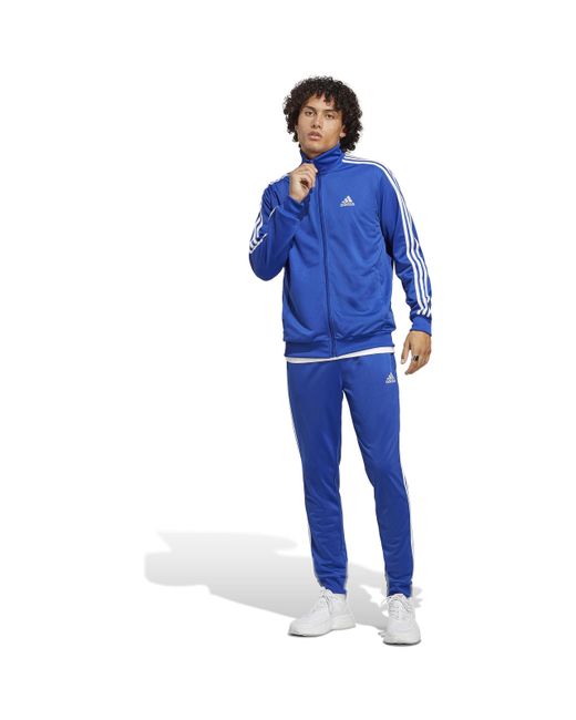 Basic 3-stripes Tracksuit di Adidas in Blue da Uomo