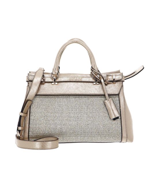 Guess Gray Sestri Luxury Satchel Gold