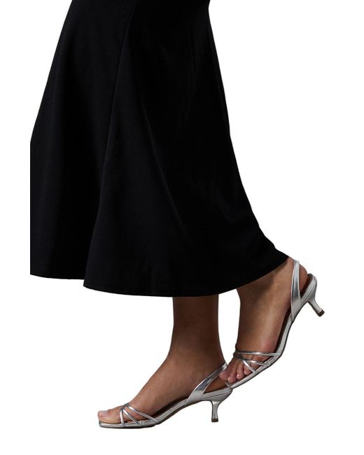Coast Black Wide Fit Valina Faux Leather Slingback Cross Strap Kitten Heel Sandals
