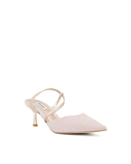 Dune Pink Ladies Citrus Matte-flared-heel Court Shoes Size Uk 8 Rose Gold Flared Heel Slingbacks