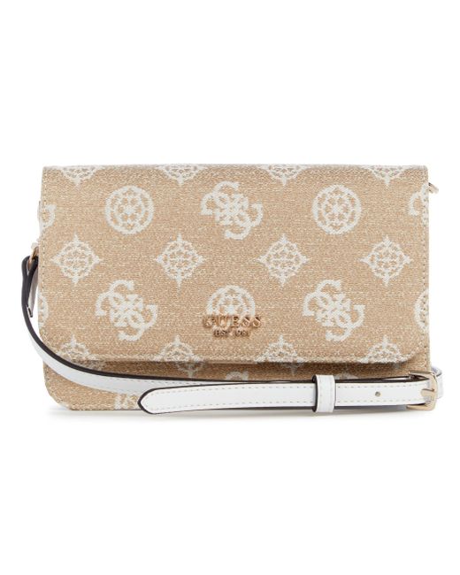 Guess Loralee Xbody Flap Organizer White Logo in het Natural