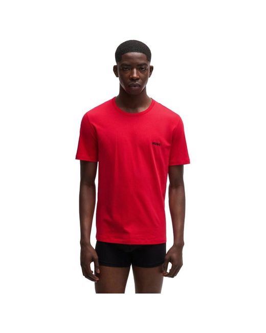 HUGO T-Shirt RN Triplet P Dreier-Pack T-Shirts aus Baumwolle mit Logo-Print in Red für Herren