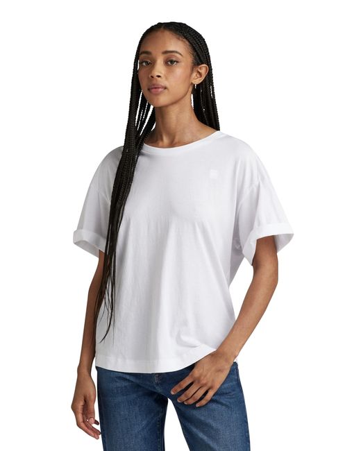 Rolled Up Sleeve Boyfriend Top Donna di G-Star RAW in White
