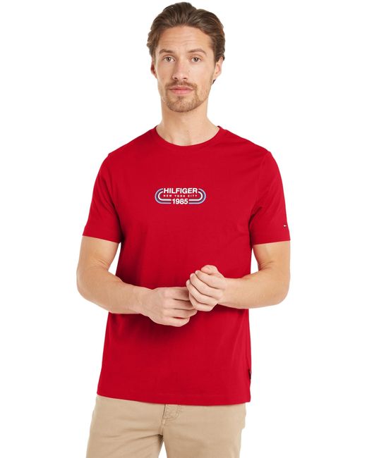 Tommy Hilfiger Red Hilfiger Track Graphic Tee Mw0mw34429 S/s T-shirts for men