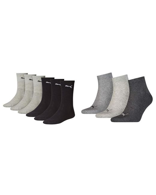 Sportsocke Black/Grey 42 Socken Anthraci/L Mel Grau/M Mel Grau 42 di PUMA da Uomo